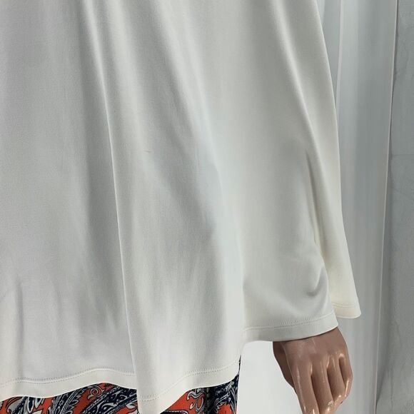 Carilyn Vaile White Cowl Neck Cape Top - Picture 8 of 12